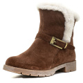 new model half flat design for women cow suede snow boot